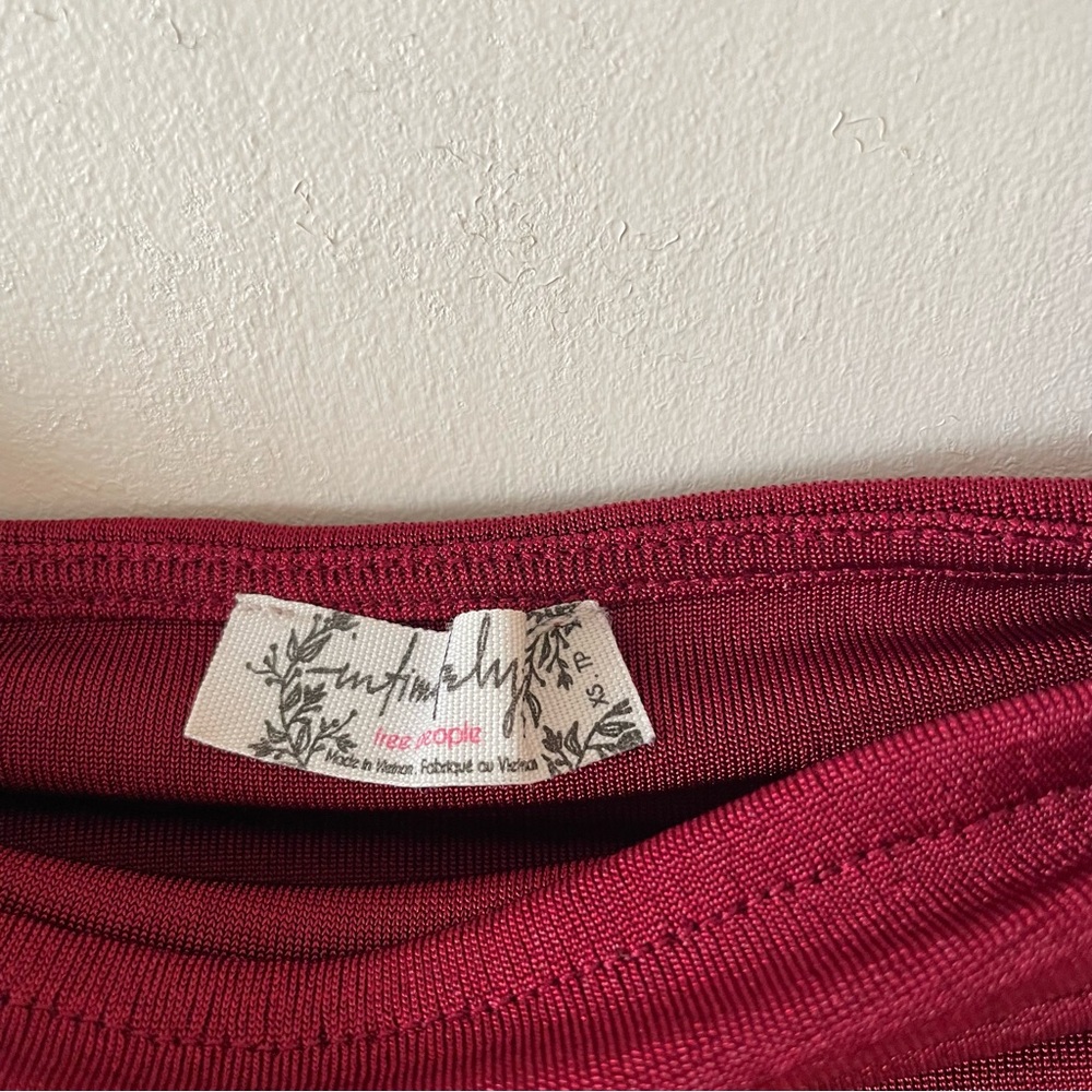 Free People Burgundy Ruched Long Sleeve Bodysuit - Picture 4 of 4